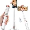 61y0k0IzBEL._AC_SL1500_.jpg Kinwald Selfie Stick Tripod for iPhone & Android, Portable Phone Tripod Stand with Bluetooth Remote, One-Click Open, Compact & Lightweight, All-in-1 for Vlog/Travel/Photography(White): Cell Phones & Accessories