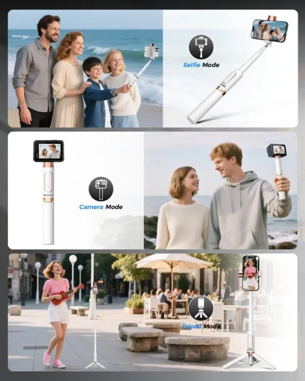 7172clvcDL._AC_SL1500_.jpg Kinwald Selfie Stick Tripod for iPhone & Android, Portable Phone Tripod Stand with Bluetooth Remote, One-Click Open, Compact & Lightweight, All-in-1 for Vlog/Travel/Photography(White): Cell Phones & Accessories